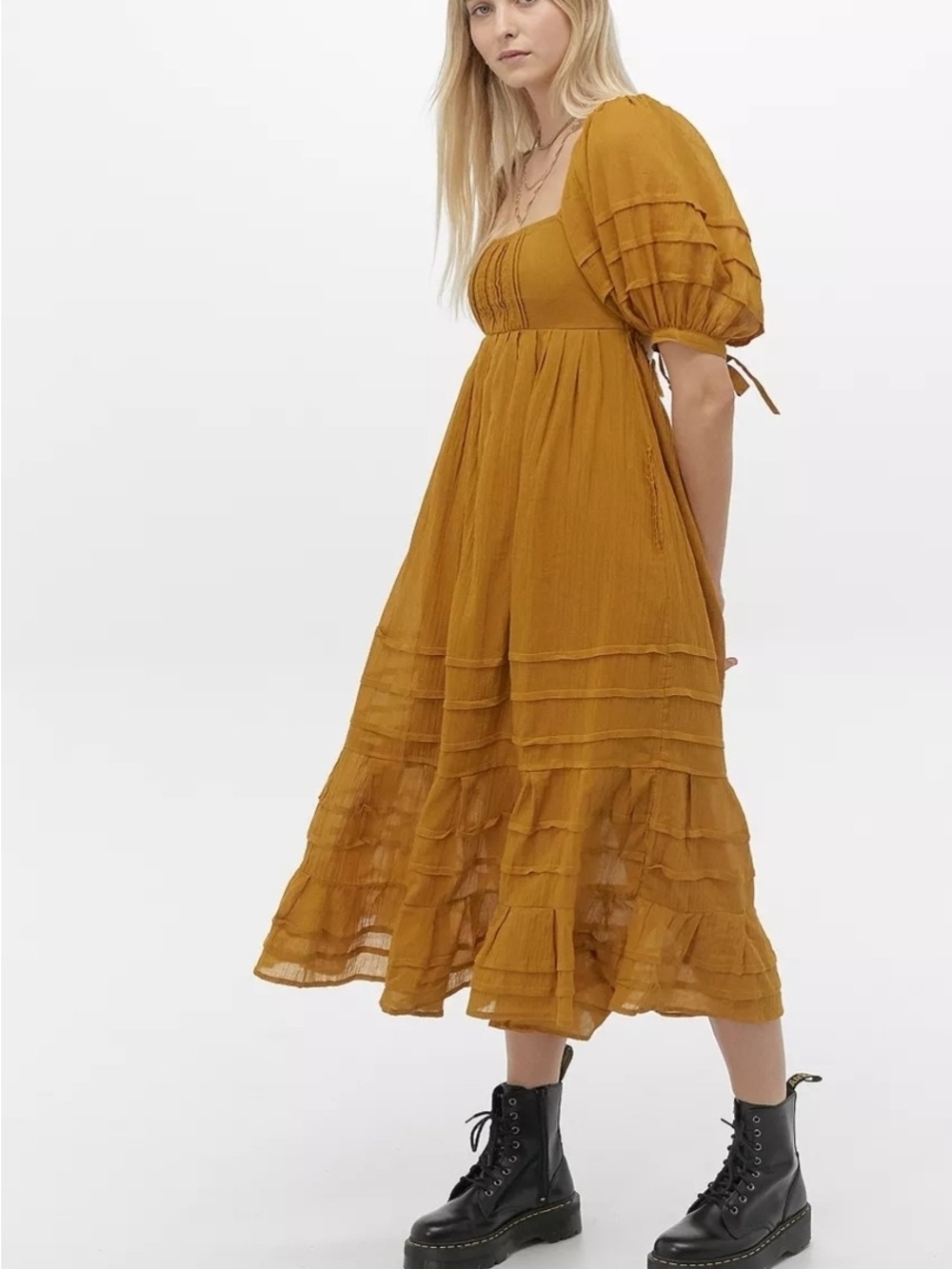 Free People Mustard Yellow Midi Dress
